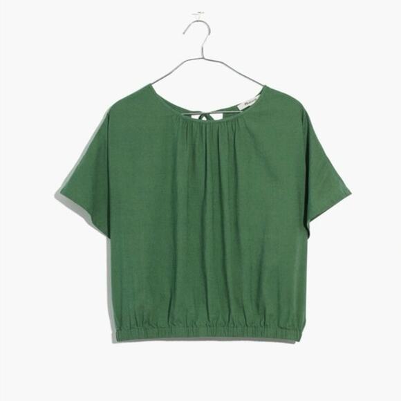 Madewell Linen-Blend Michele Bubble Top in Fern Gully NWT - Size XS - Picture 4 of 8